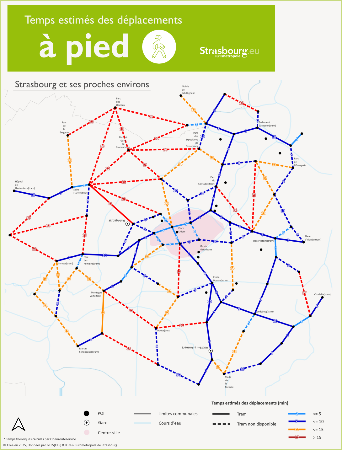 Carte à pied Strasbourg et environs