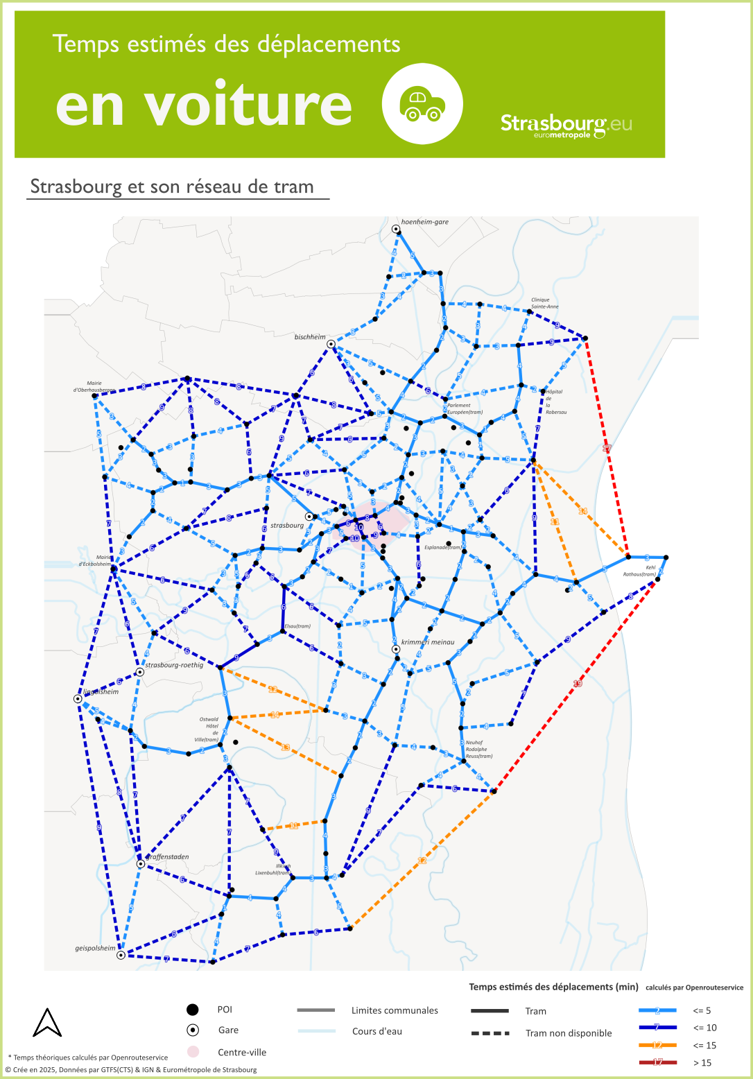 Carte voiture réseau tram Strasbourg